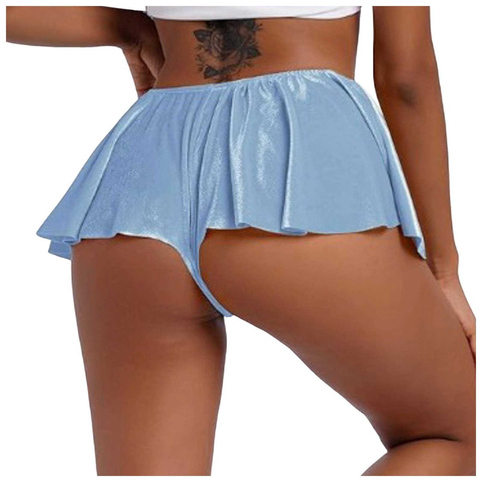 thumbnail image 3 of Pantalones cortos de yoga de terciopelo de talle medio para mujer - Diseño con abertura lateral y tanga - 90 % poliéster - Rave/baile/fitness, S-XL, 3 of 8